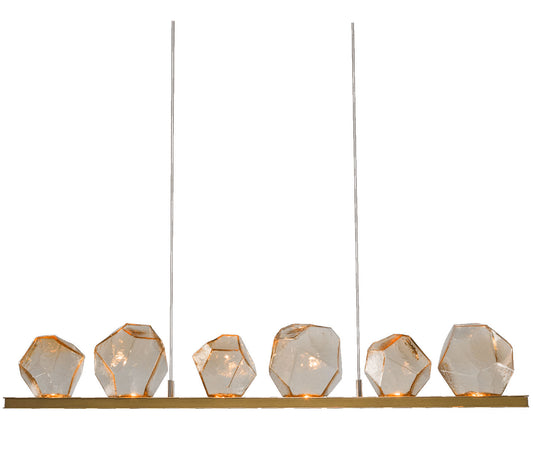 Gem 44" Wide 10 Light Hand Blown Glass LED Linear Suspension