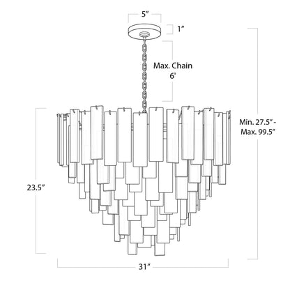 Glacier 31" Wide Polished Brass Glass 16-Light Chandelier