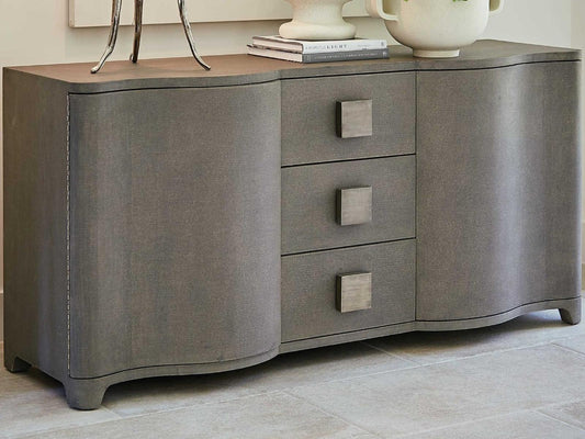 Toile Linen 66-Inch Credenza Sideboard Grey Oak Interior