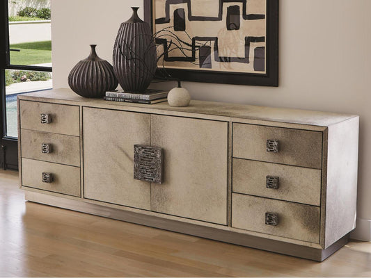 Metro Long Cabinet Sideboard Antique Nickel Brushed