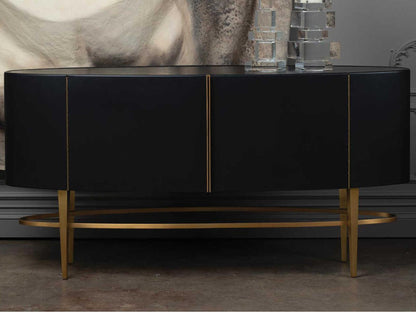 Ellipse 72-Inch Oak Wood Sideboard in Black Golden