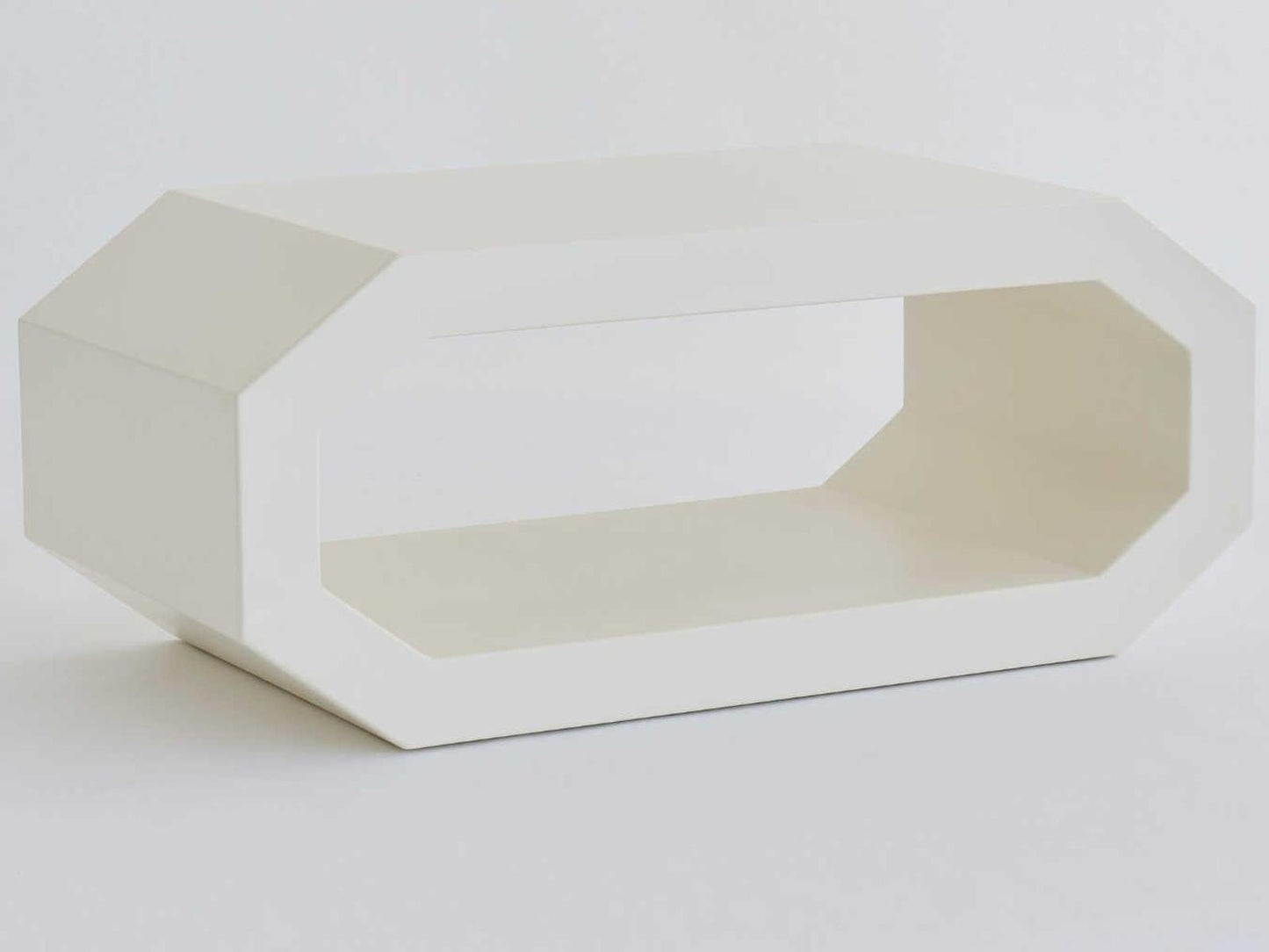 Cubist Rectangular Coffee Table in Ivory Polyurethane Lacquer
