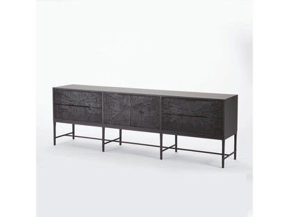 Kyoto 86-Inch Black Gmelina Wood Media Cabinet