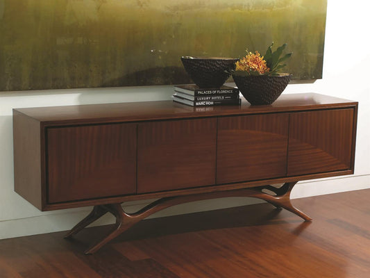 Swoop 87 Inch Mahogany Wood Sideboard in Dark Walnut