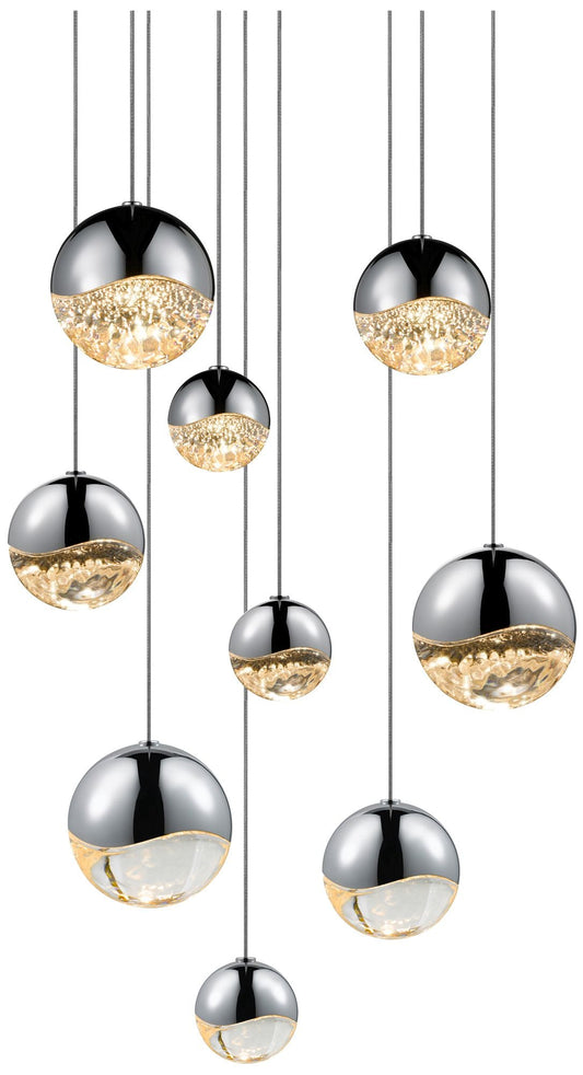 Grapes 13.75" Wide 9-Light Polished Chrome LED Pendant