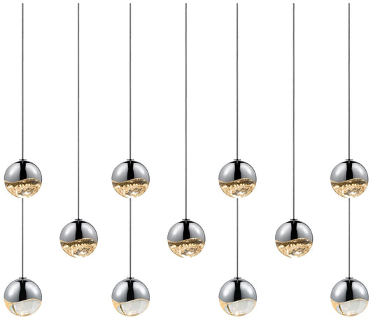 Grapes 36.25" Wide 11.Light Polished Chrome Small LED Pendant