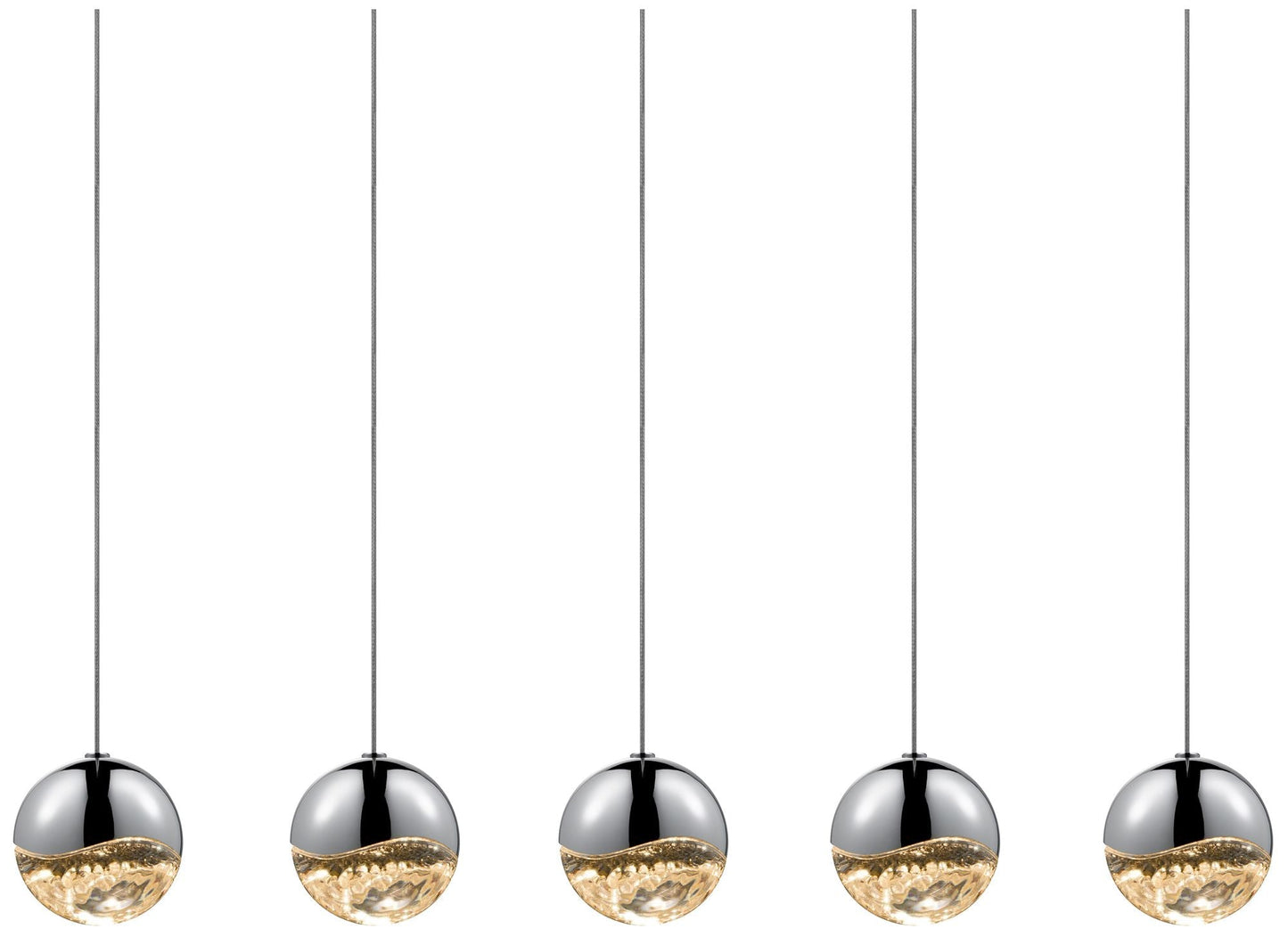 Grapes 37.25" Wide 5.Light Polished Chrome Medium LED Pendant
