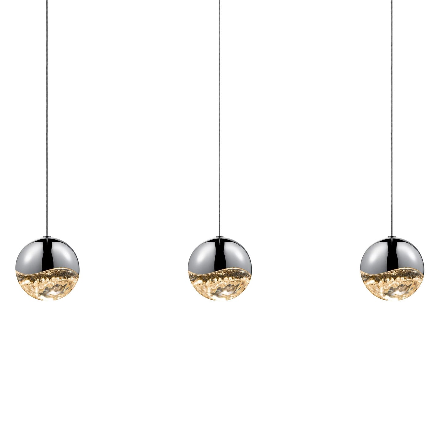 Grapes 37.75" Wide 3.Light Polished Chrome Large LED Pendant
