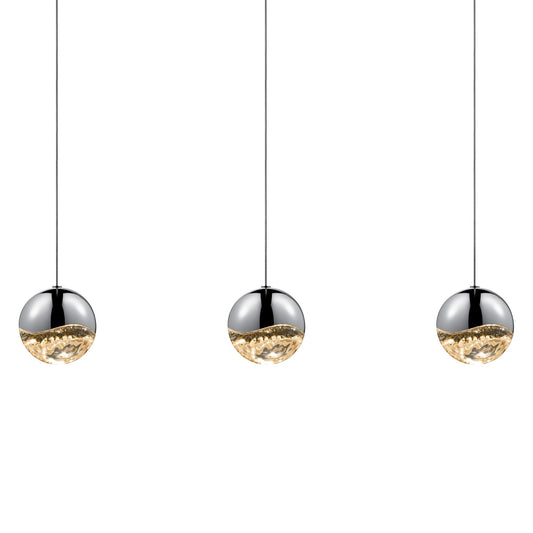 Grapes 37.75" Wide 3.Light Polished Chrome Large LED Pendant