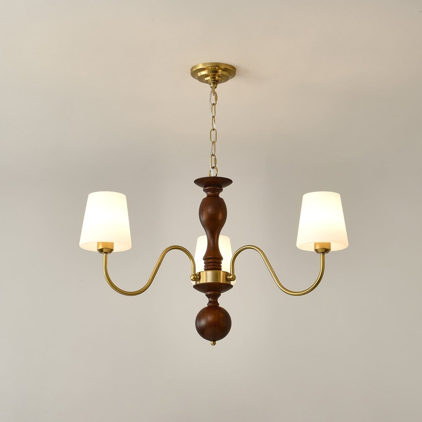 Grove Haven Wood & Brass Chandelier