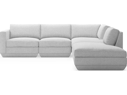Podium 5-Piece Modular Fabric Sectional in Bayou Silver