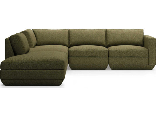 Podium 5-Piece Corner Modular Sectional Sofa Green Performance Fabric