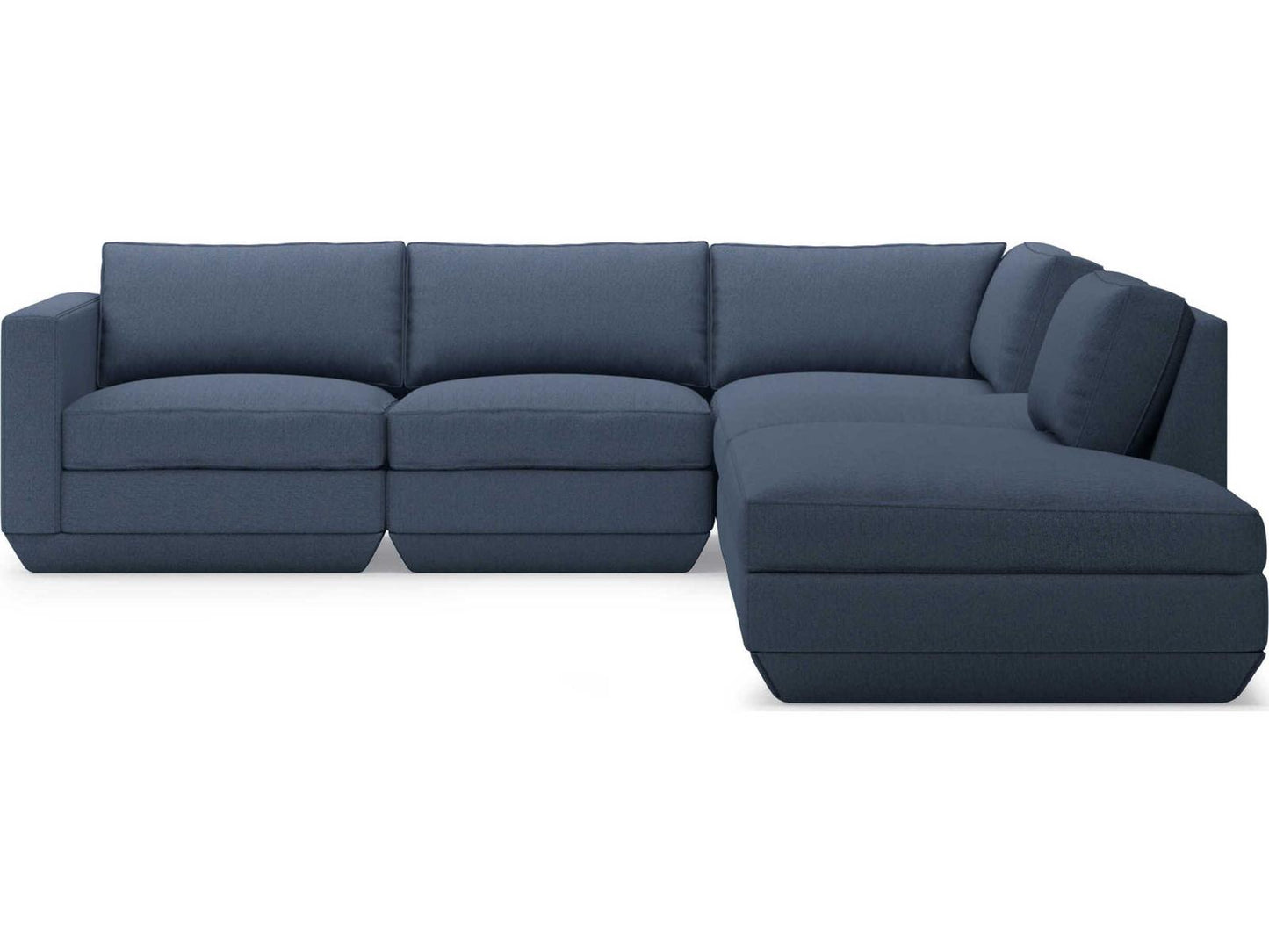Podium 5-Piece Modular Upholstered Sectional Sofa in Hanson Navy Right-Facing