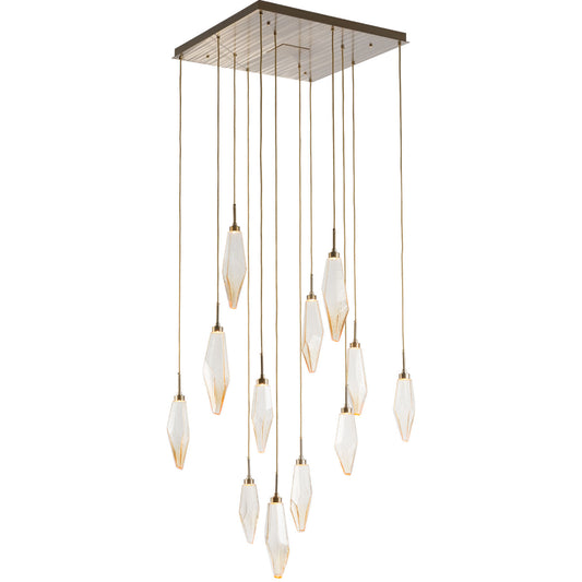 Rock Crystal 32" Wide 12 Light Hand Blown Glass Linear LED Pendant