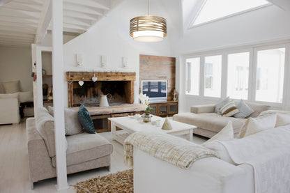 Tempest 4 Light 24" Wide Drum Chandelier - Medium (E26) with White Linen Inner and Finished to Match Metal Outer Shade