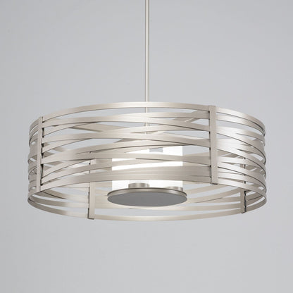 Tempest 4 Light 36" Wide LED Drum Chandelier - with Frosted Glass Inner Shades and Finished to Match Outer Metal Shade