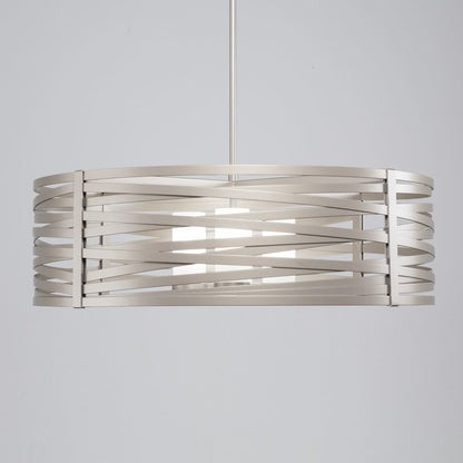 Tempest 4 Light 36" Wide LED Drum Chandelier - with Frosted Glass Inner Shades and Finished to Match Outer Metal Shade