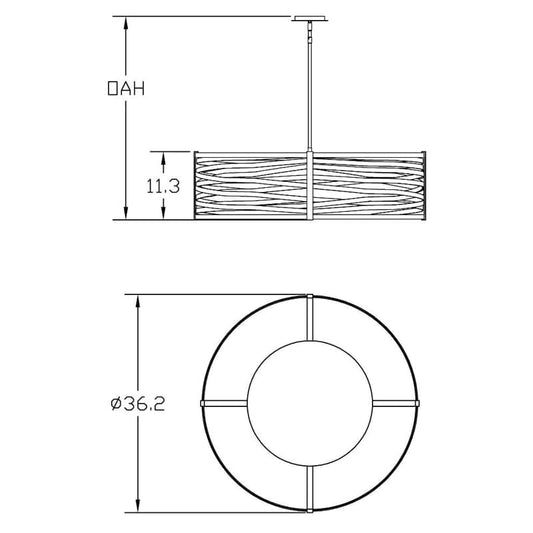 Tempest 4 Light 36" Wide Drum Chandelier - Medium (E26) with Finished to Match Metal Shade