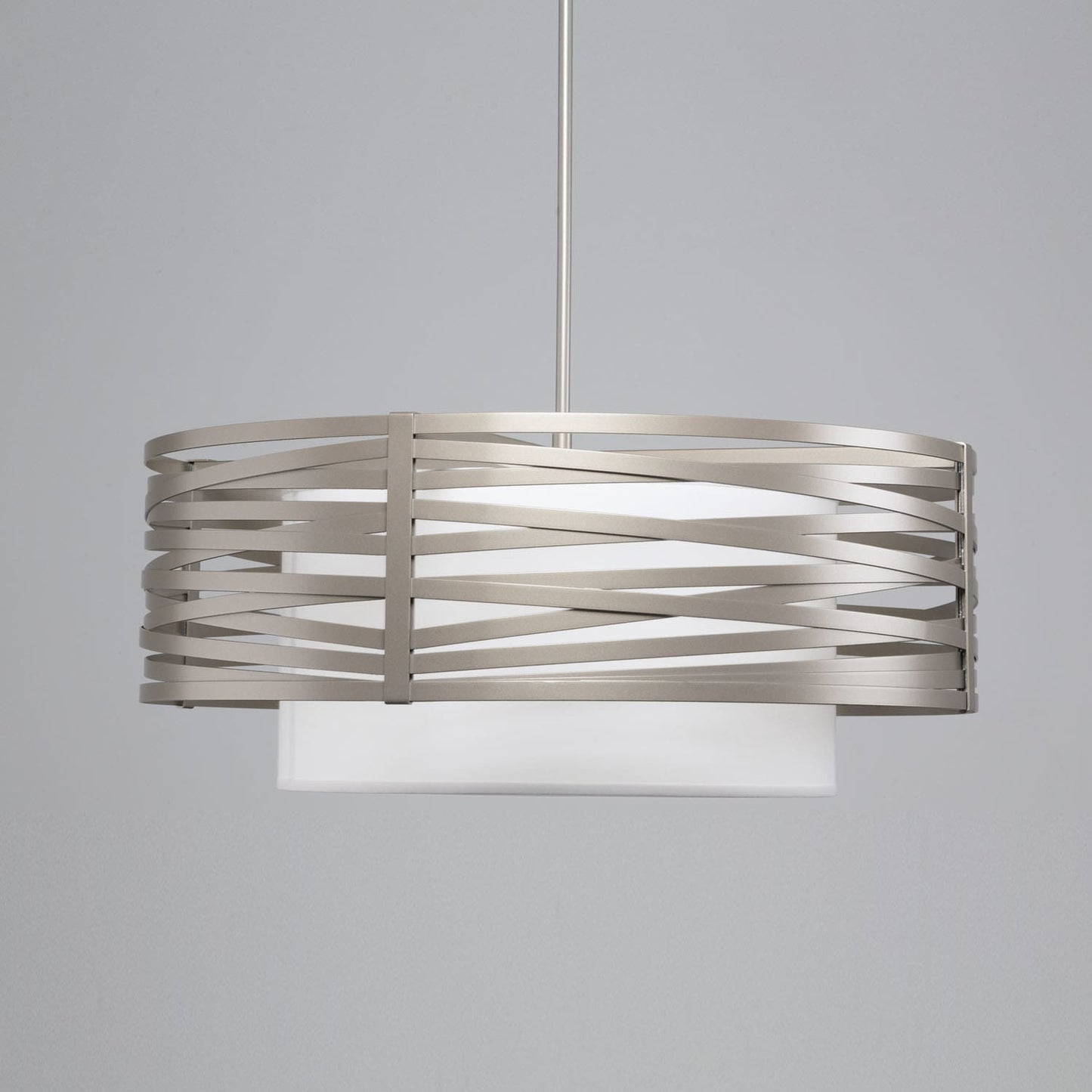 Tempest 4 Light 36" Wide Drum Chandelier - Medium (E26) with White Linen Inner and Finished to Match Metal Outer Shade