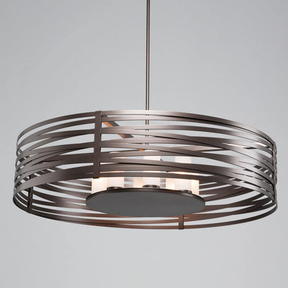 Tempest 8 Light 48" Wide Drum Chandelier - Medium (E26) with Frosted Glass Inner Shades and Finished to Match Outer Metal Shade