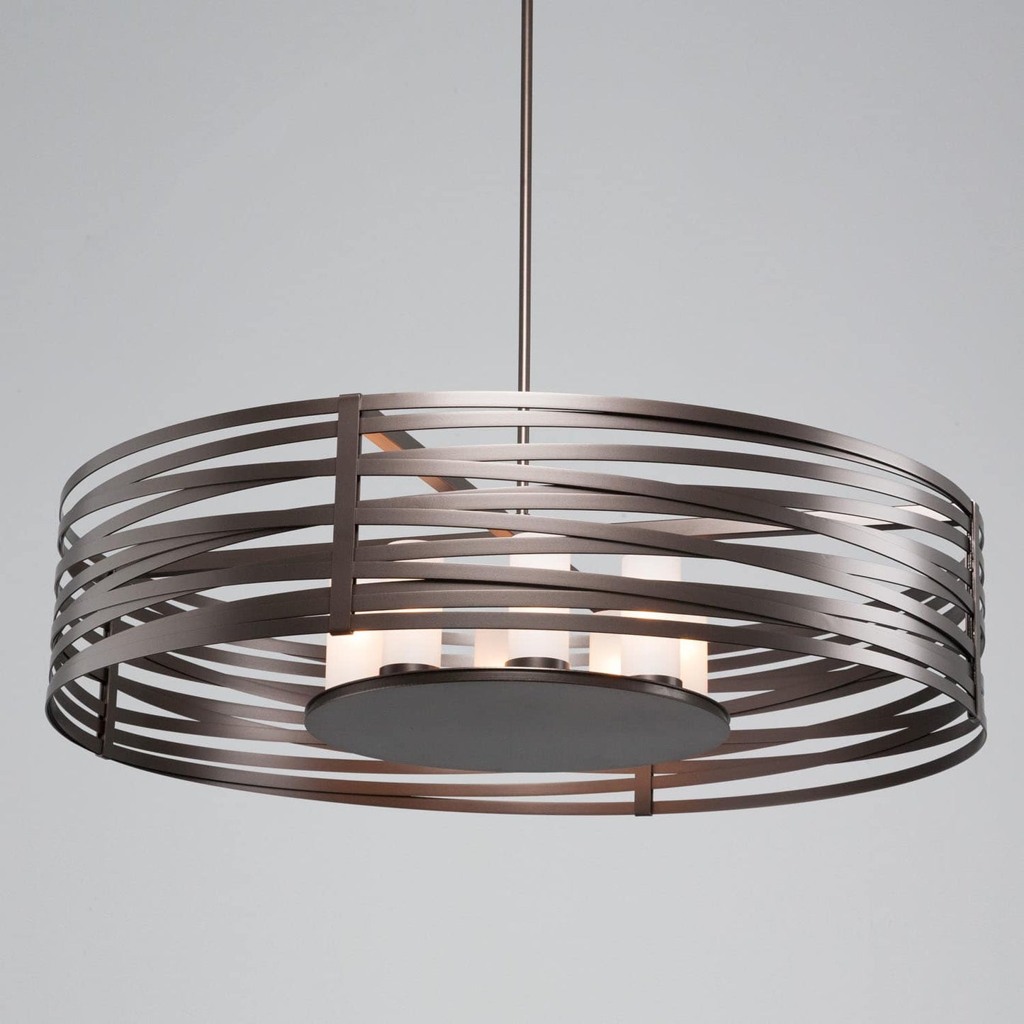 Tempest 8 Light 48" Wide LED Drum Chandelier - with Frosted Glass Inner Shades and Finished to Match Outer Metal Shade