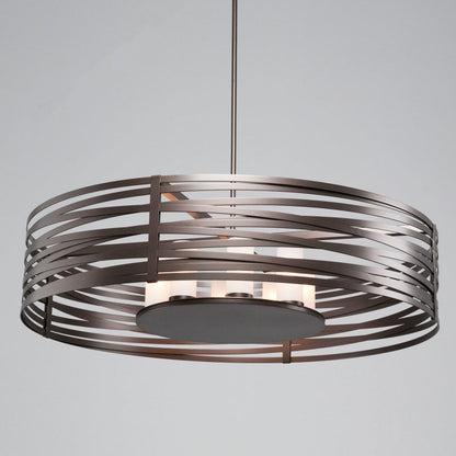 Hammerton Studio Tempest 8 Light 48" Wide LED Drum Chandelier - with Frosted Glass Inner Shades and Finished to Match Outer Metal Shade