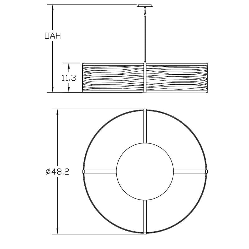 Tempest 8 Light 48" Wide Drum Chandelier - Medium (E26) with Frosted Glass Inner Shades and Finished to Match Outer Metal Shade