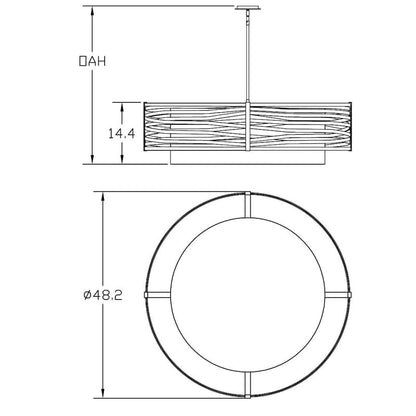 Tempest 8 Light 48" Wide Drum Chandelier - Medium (E26) with White Linen Inner and Finished to Match Metal Outer Shade