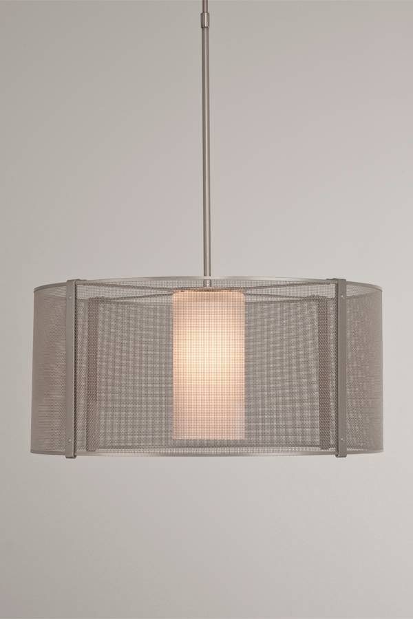 Uptown Mesh Single Light 24" Wide LED Drum Chandelier - with Frosted Glass Inner and Finished to Match Metal Outer Shade