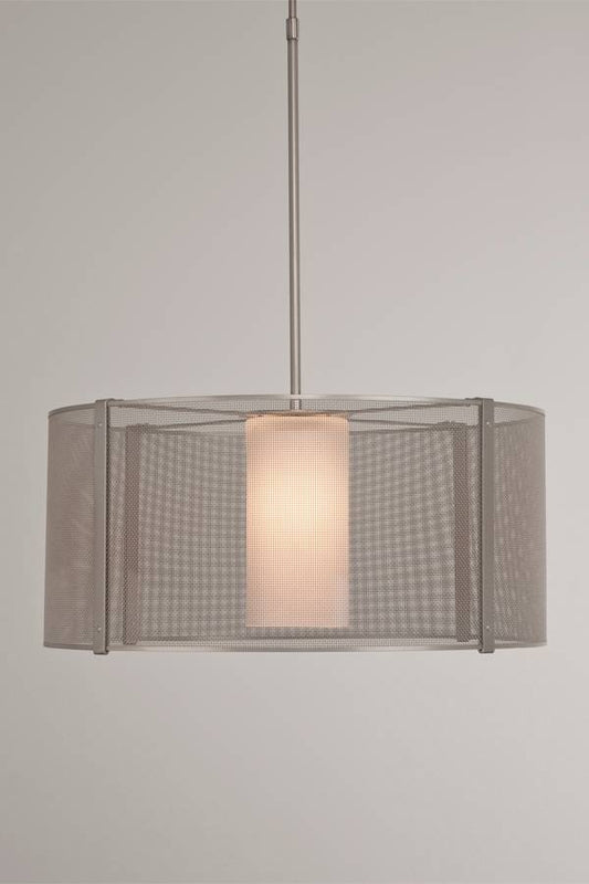 Uptown Mesh Single Light 24" Wide LED Drum Chandelier - with Frosted Glass Inner and Finished to Match Metal Outer Shade
