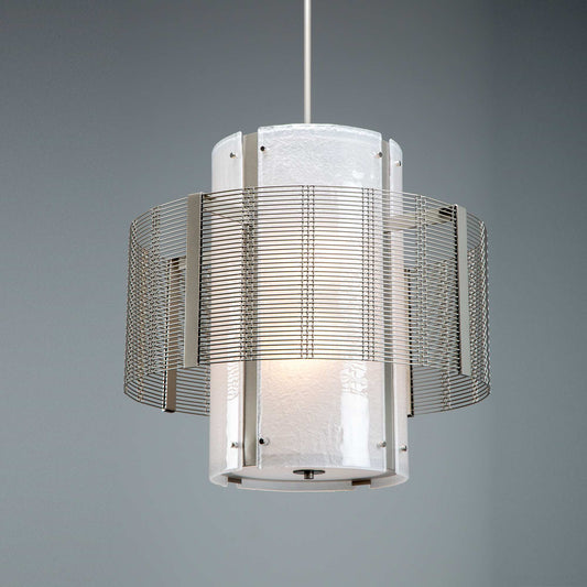 Downtown Mesh 4 Light 24" Wide Chandelier - Medium (E26) with Frosted Granite Glass Shade