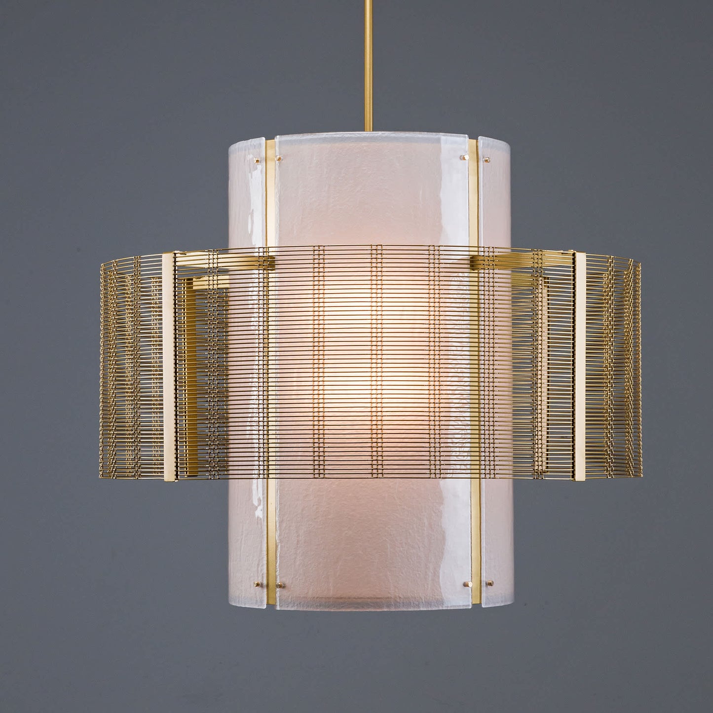 Downtown Mesh 8 Light 38" Wide Chandelier - Medium (E26) with Frosted Granite Glass Shade