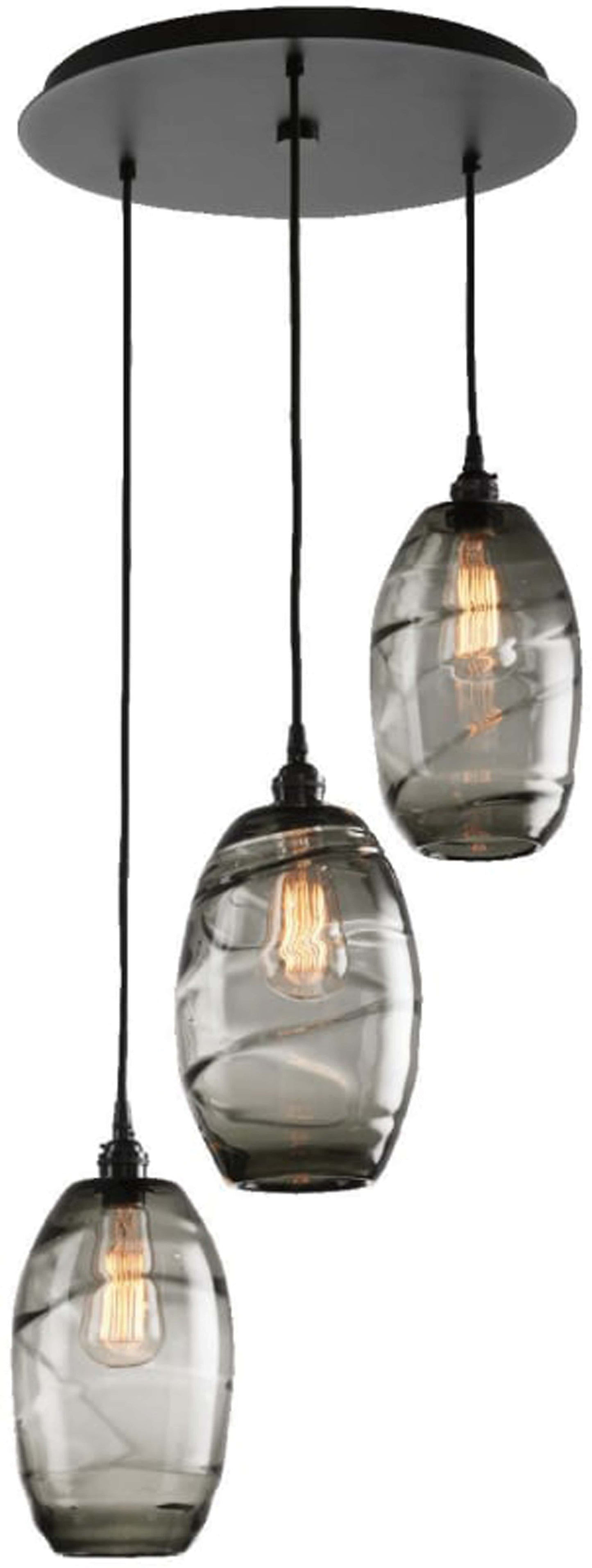Ellisse 18" Wide Artisan Crafted 3 Light Optic Glass Pendant