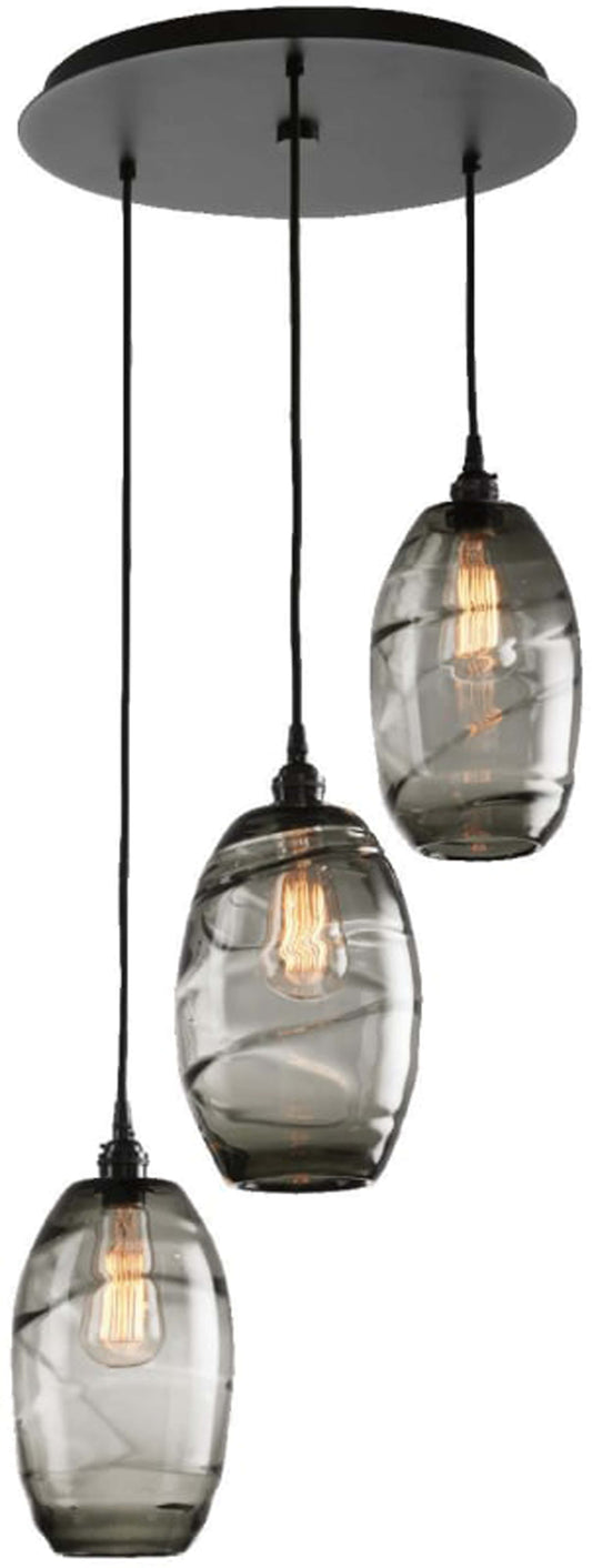 Ellisse 18" Wide Artisan Crafted 3 Light Optic Glass Pendant