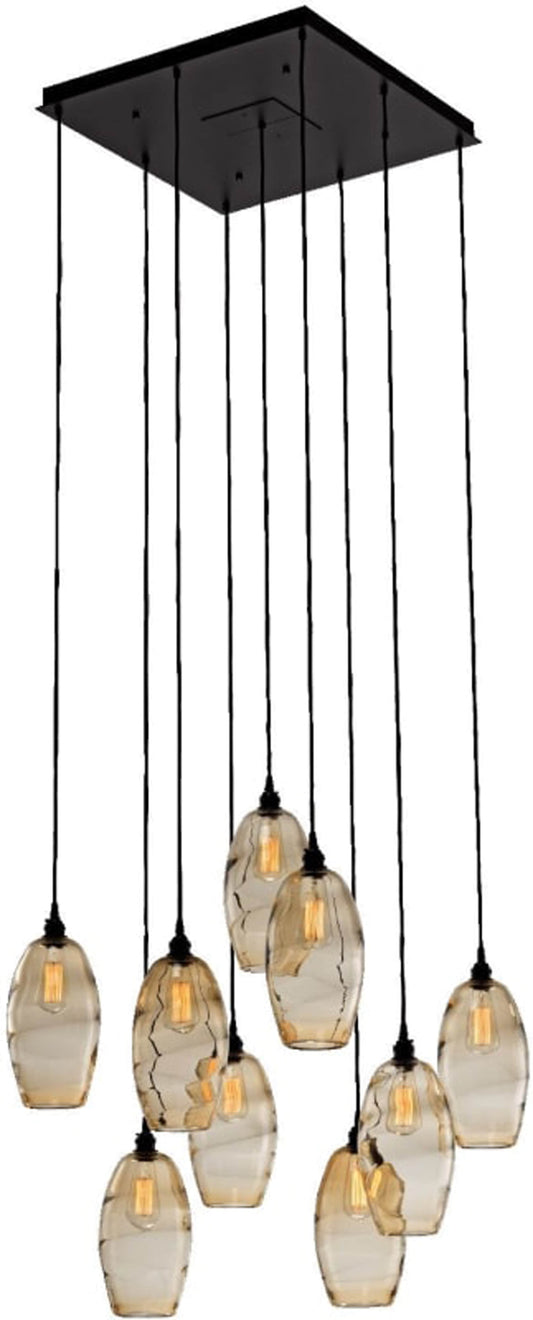 Ellisse 28" Wide Artisan Crafted 9 Light Optic Glass Pendant