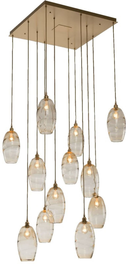 Ellisse 34" Wide Artisan Crafted 12 Light Optic Glass Pendant