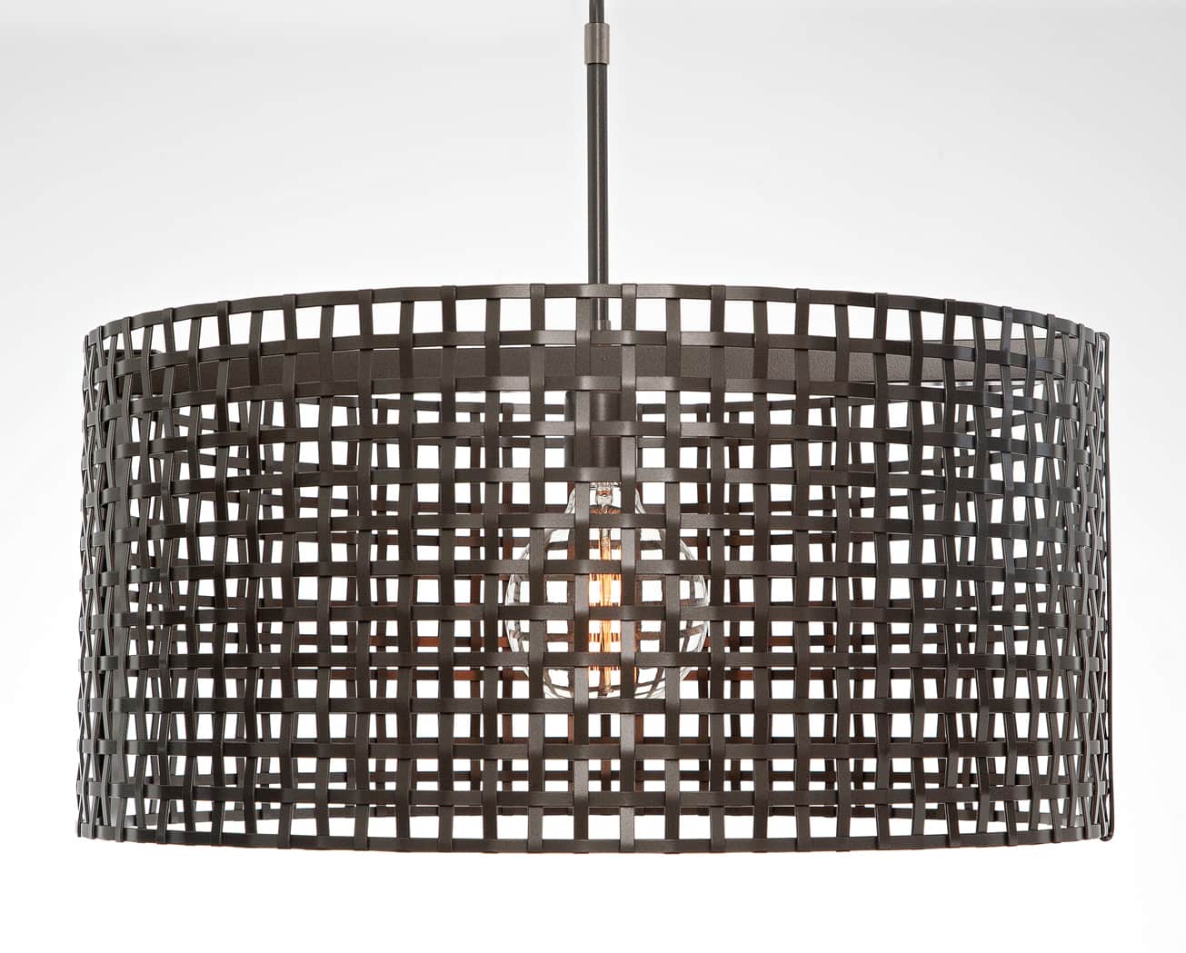 Tweed Single Light 25" Wide Drum Chandelier - Medium (E26) with Finished to Match Metal Shade