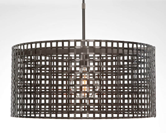 Tweed Single Light 25" Wide Drum Chandelier - Medium (E26) with Finished to Match Metal Shade