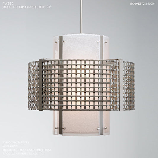 Tweed 4 Light 24" Wide Chandelier - Medium (E26) with Frosted Granite Glass Shade