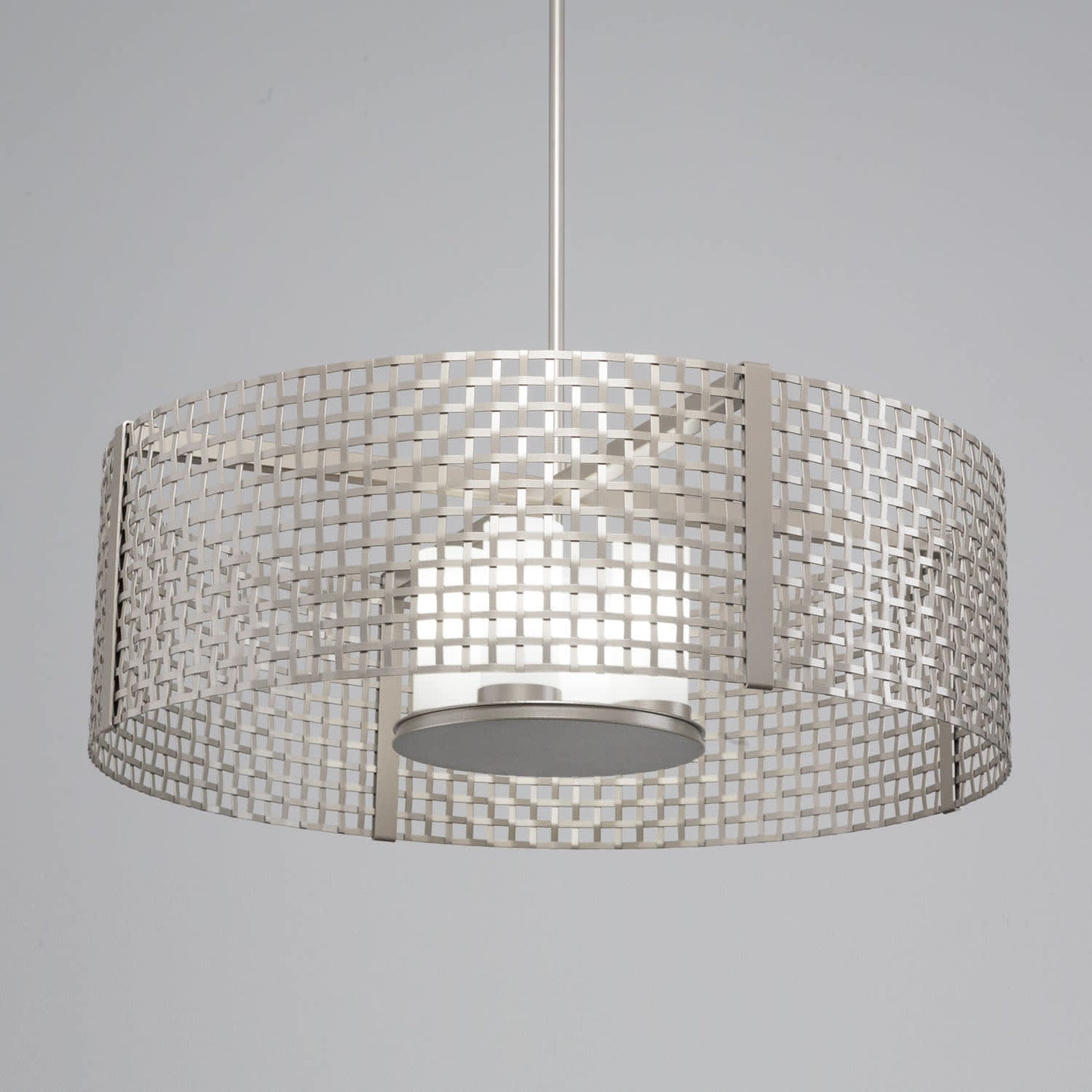 Tweed 4 Light 36" Wide Drum Chandelier - Medium (E26) with Frosted Glass Inner Shades and Finished to Match Outer Metal Shade