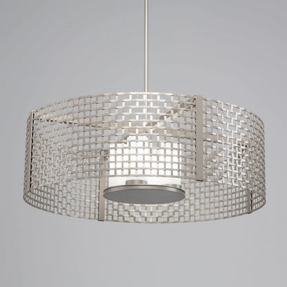 Tweed 4 Light 36" Wide Drum Chandelier - Medium (E26) with Frosted Glass Inner Shades and Finished to Match Outer Metal Shade