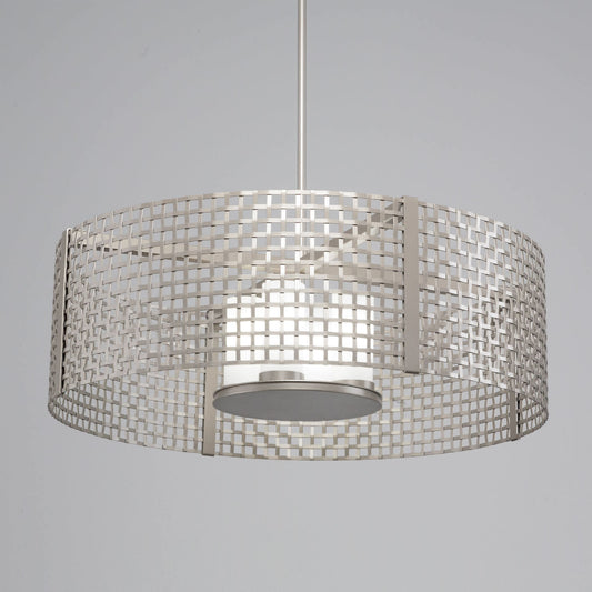 Tweed 4 Light 36" Wide Drum Chandelier - Medium (E26) with Frosted Glass Inner Shades and Finished to Match Outer Metal Shade