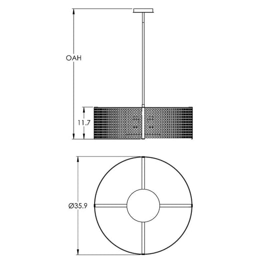 Tweed 4 Light 36" Wide Drum Chandelier - Medium (E26) with Frosted Glass Inner Shades and Finished to Match Outer Metal Shade