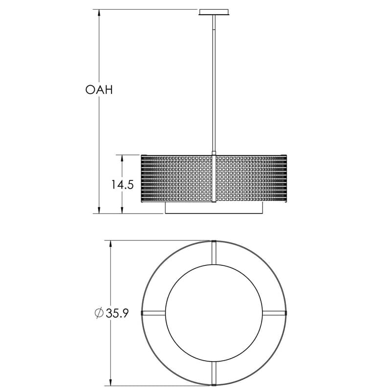 Tweed 4 Light 36" Wide Drum Chandelier - Medium (E26) with White Linen Inner and Finished to Match Metal Outer Shade