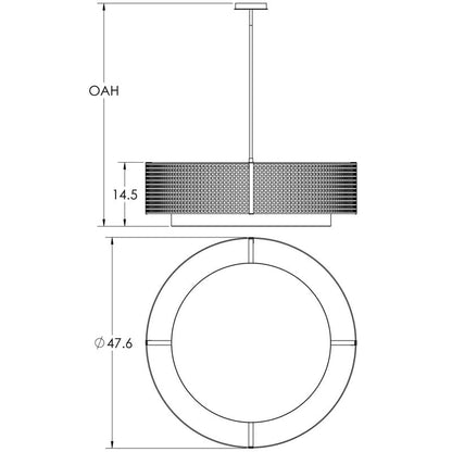 Tweed 8 Light 48" Wide Drum Chandelier - Medium (E26) with White Linen Inner and Finished to Match Metal Outer Shade