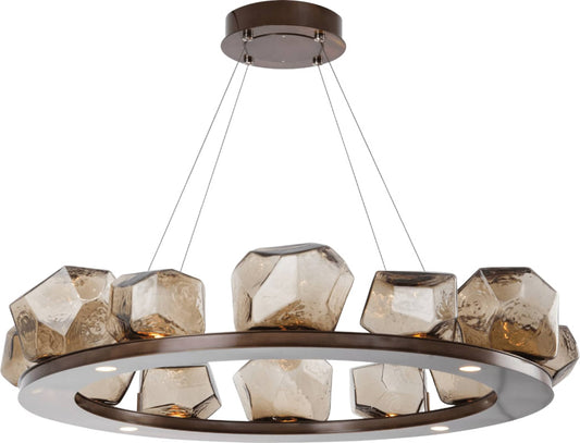 Gem 37" Wide 16 Light Hand Blown Glass LED Ring Chandelier
