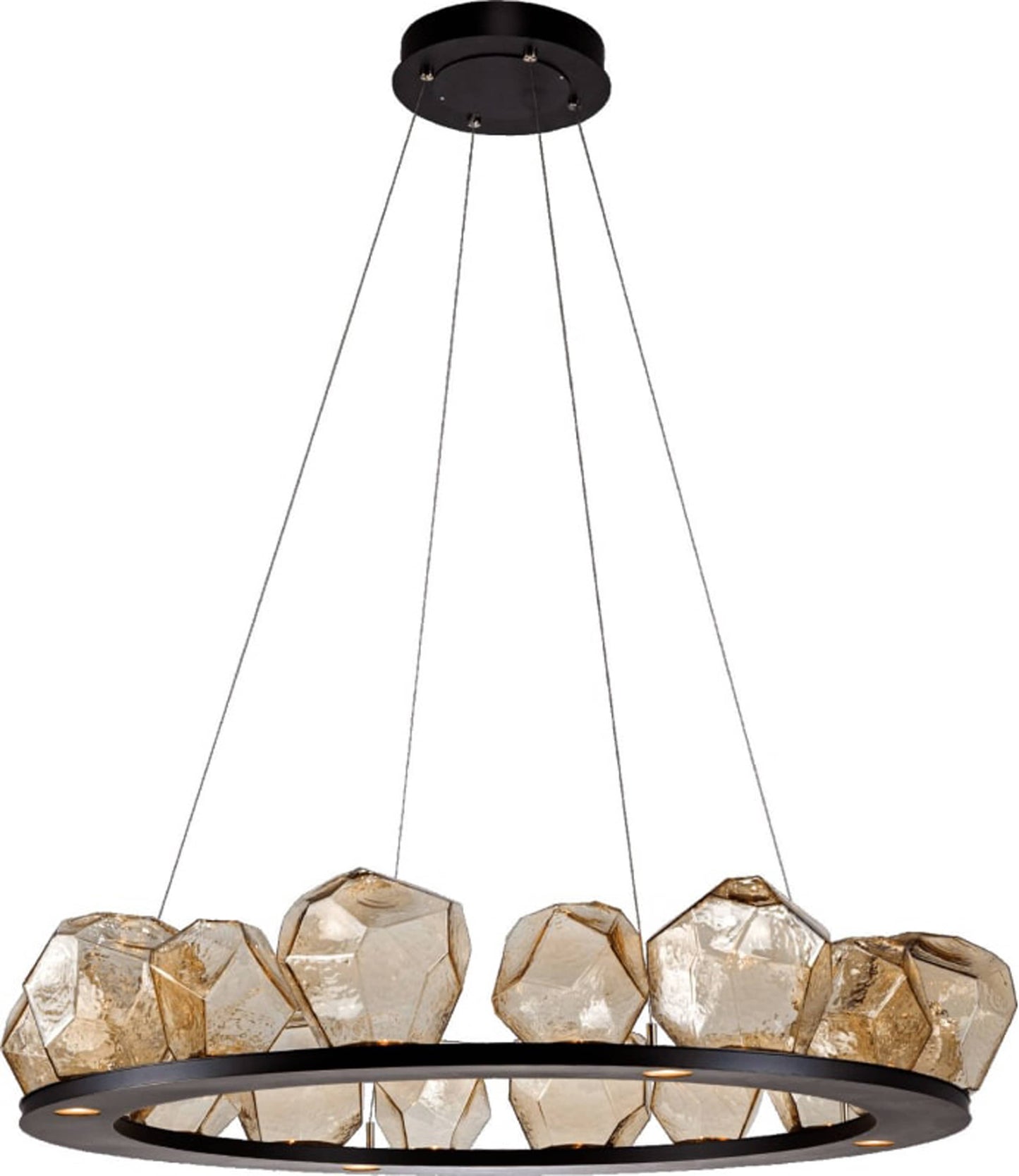 Gem 48" Wide 20 Light Hand Blown Glass LED Ring Chandelier