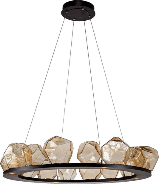 Gem 48" Wide 20 Light Hand Blown Glass LED Ring Chandelier