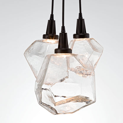 Gem 14" Wide 3 Light Hand Blown Glass LED Pendant Cluster