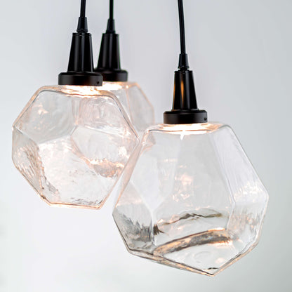 Gem 14" Wide 3 Light Hand Blown Glass LED Pendant Cluster